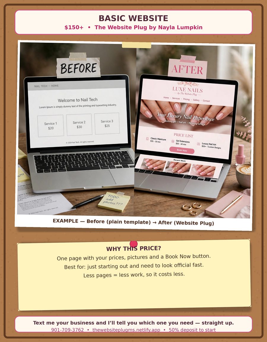 Basic single page website example board