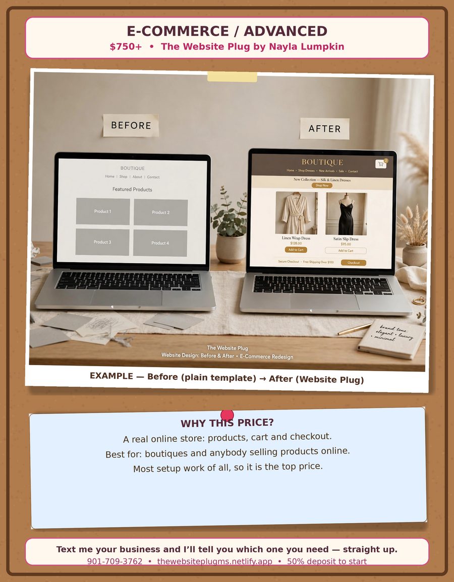 E-commerce website example board