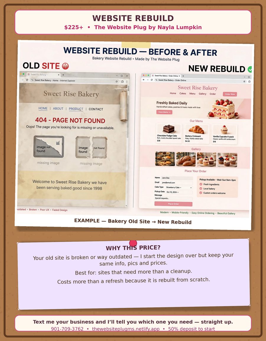 Website rebuild example board