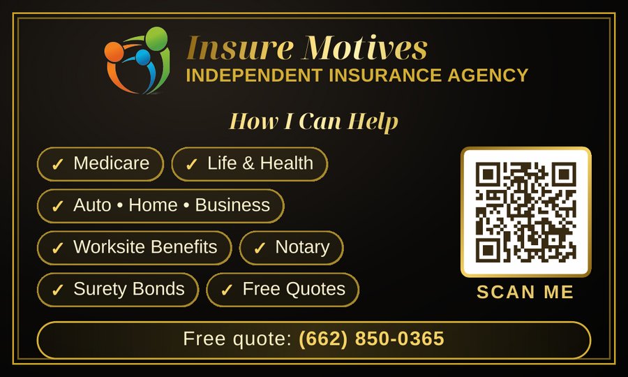 Insure Motives black and gold business card back