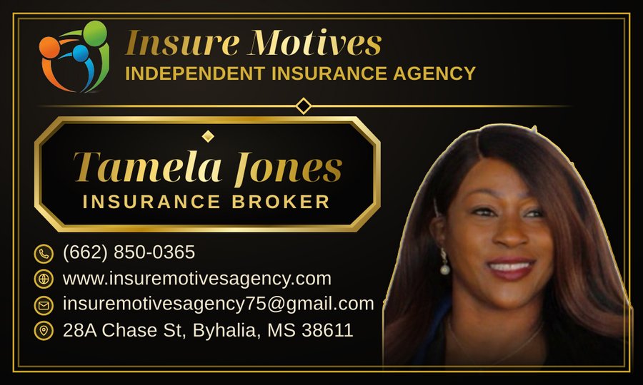 Insure Motives black and gold business card front