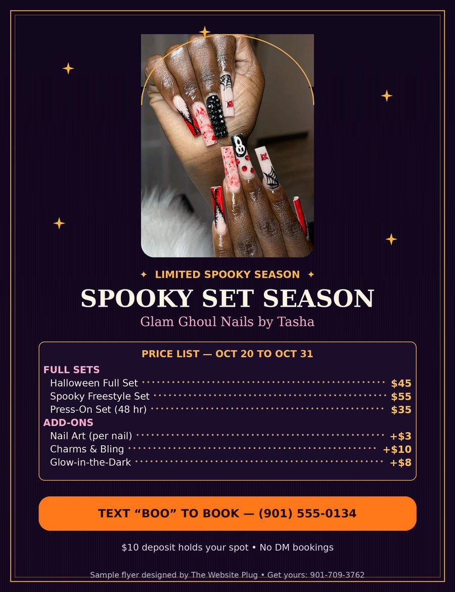 Halloween nails flyer designed by The Website Plug