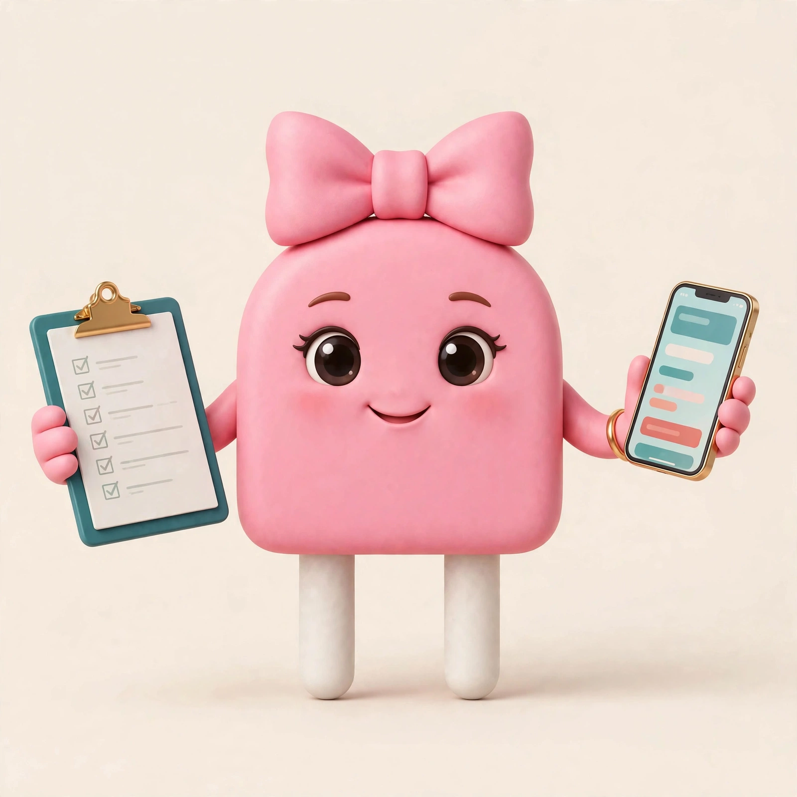 Sasha the Plug holding a booking checklist and phone